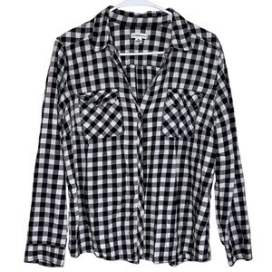 Croft & Barrow Women’s Buffalo Checked Button Down Shirt Size xl